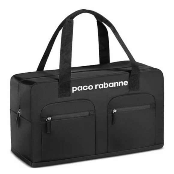 Invictus Paco Rabanne Nylon Duffle‎ Bag Weekend Bag Black NEW - Picture 1 of 5